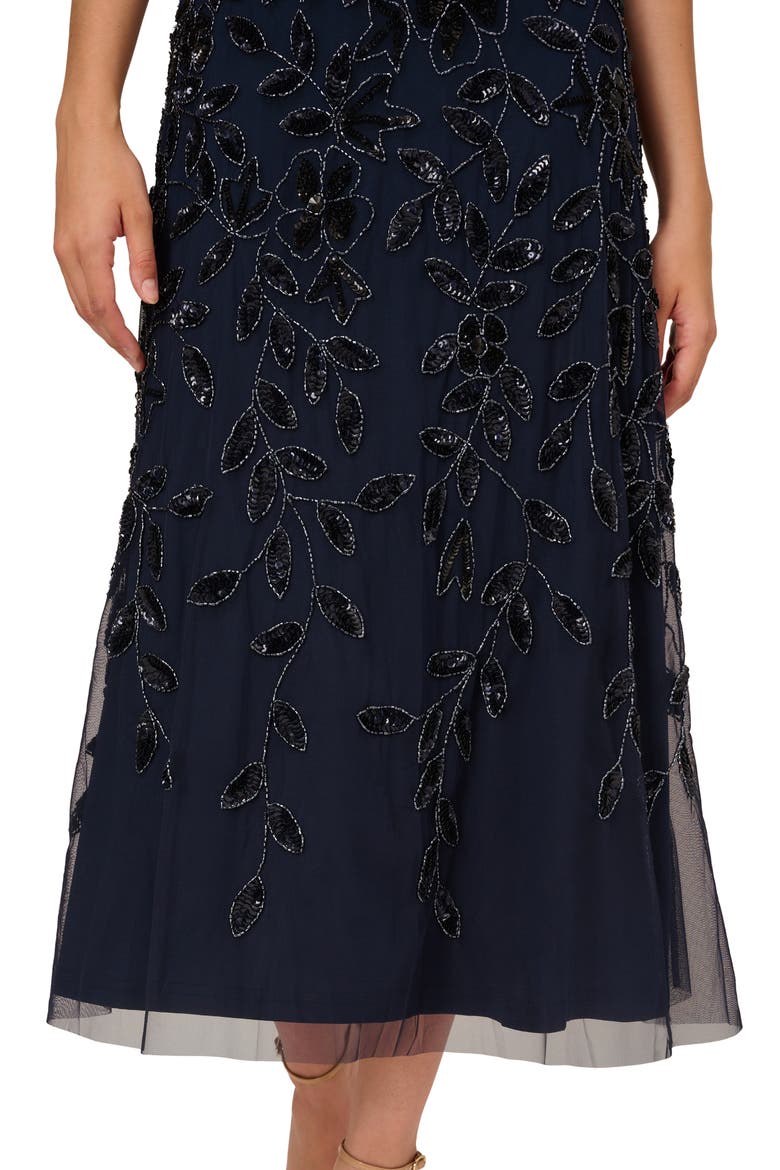 Beaded Sequin Cocktail Dress, Alternate, color, NAVY