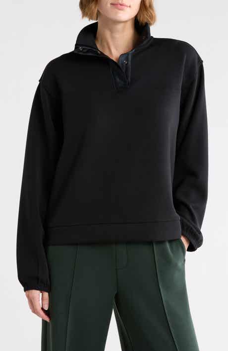 Satin Placket Half Zip Pullover