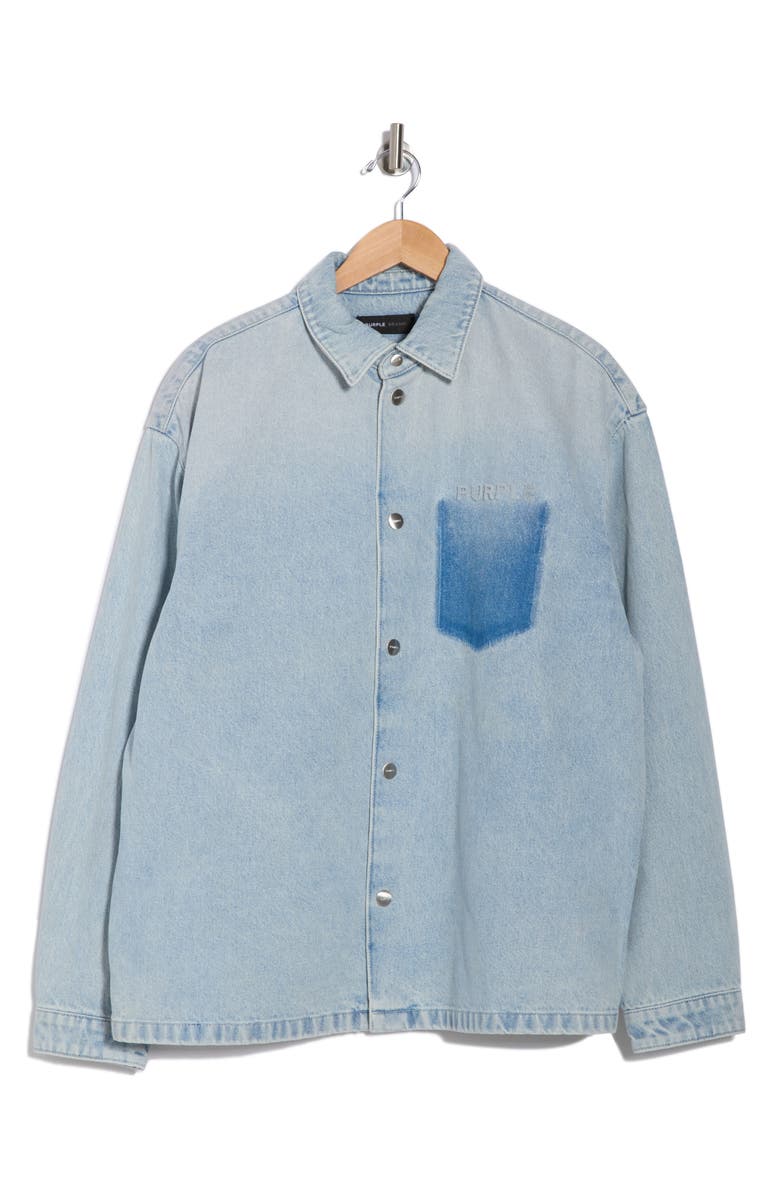 PURPLE BRAND Snap Front Denim Shirt Jacket, Alternate, color, Blue