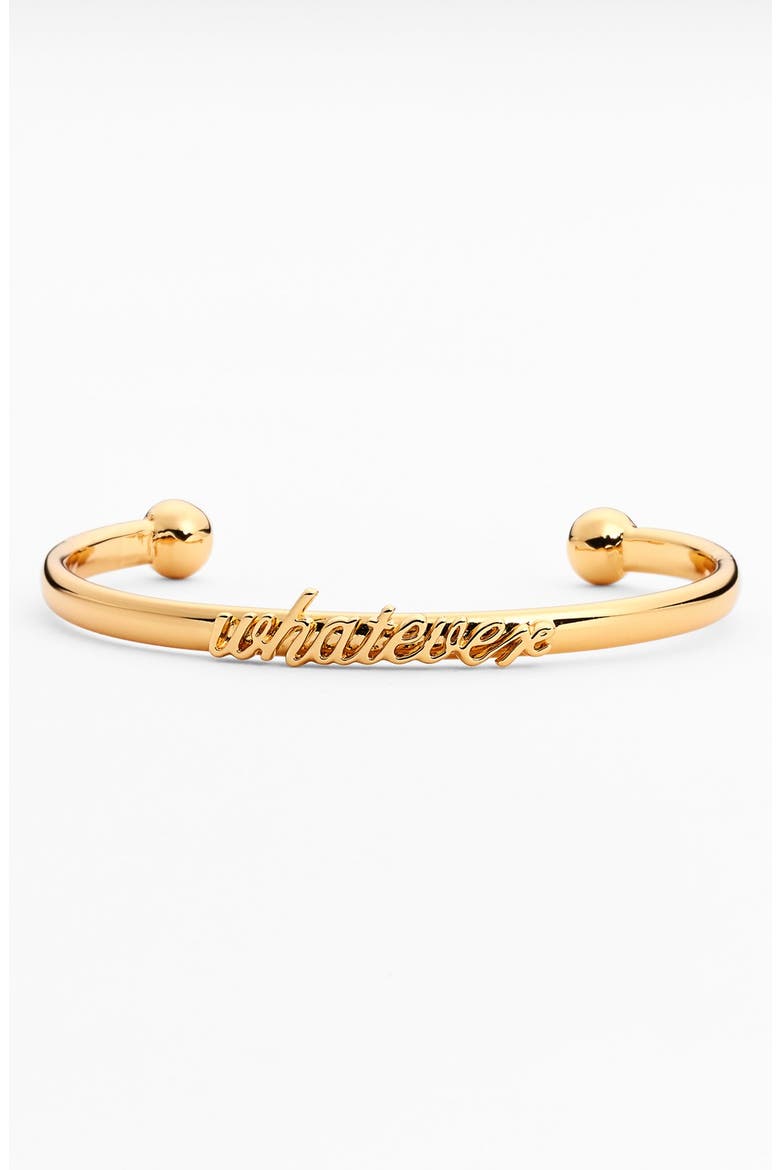 'whatever' script cuff bracelet, Main, color, WHATEVER- GOLD