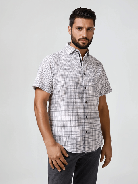 Seersucker Check SS Button-Up Shirt