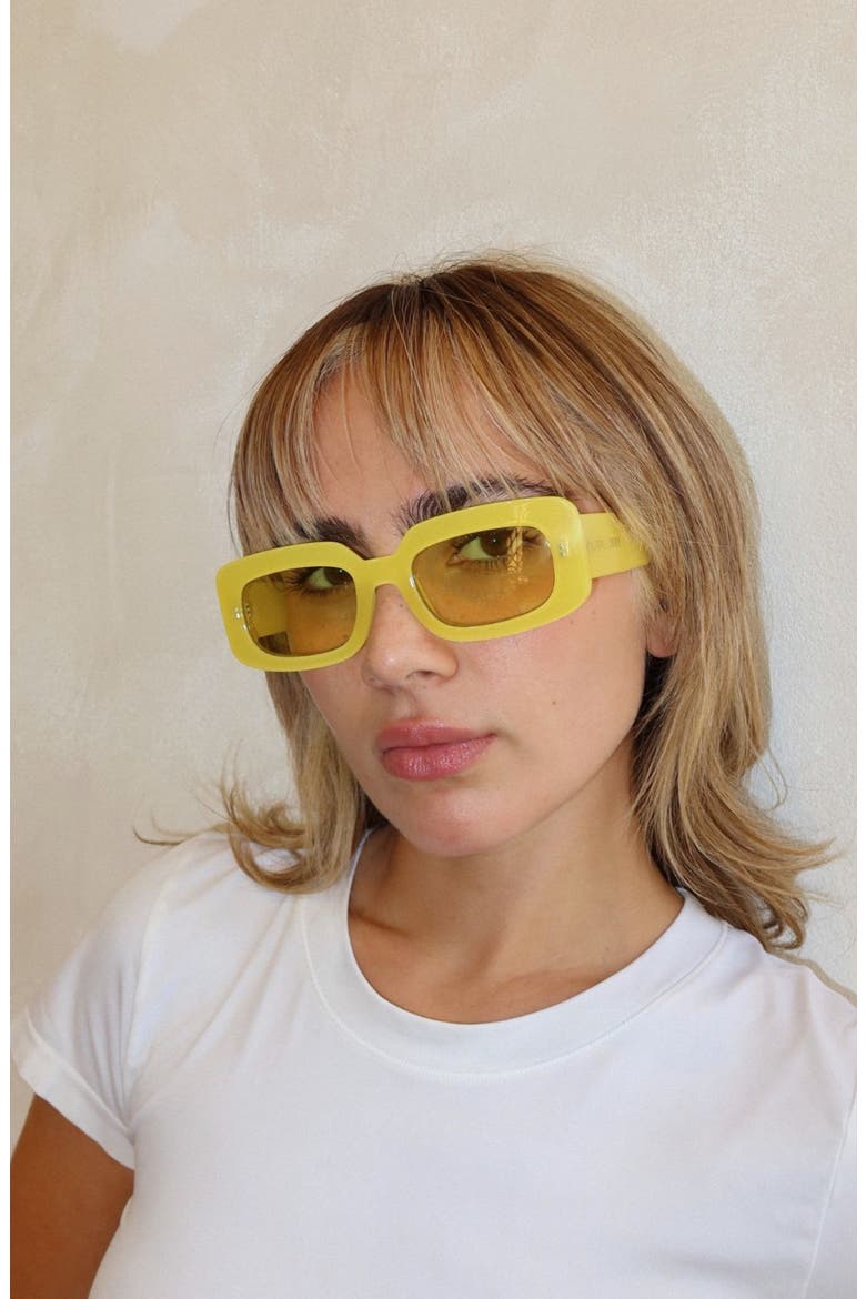 Dolly Rectangular Sunglasses, Alternate, color, Yellow