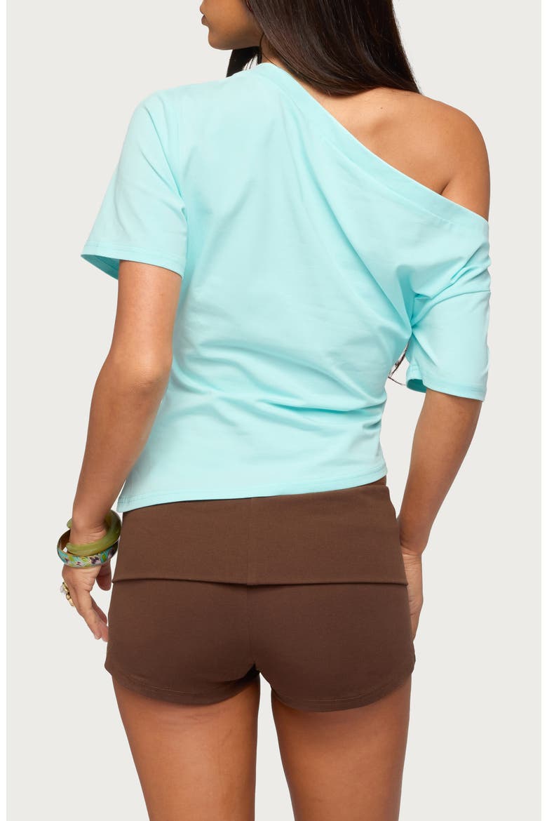 Mariee One-Shoulder Asymmetric Hem Top, Alternate, color, AQUA