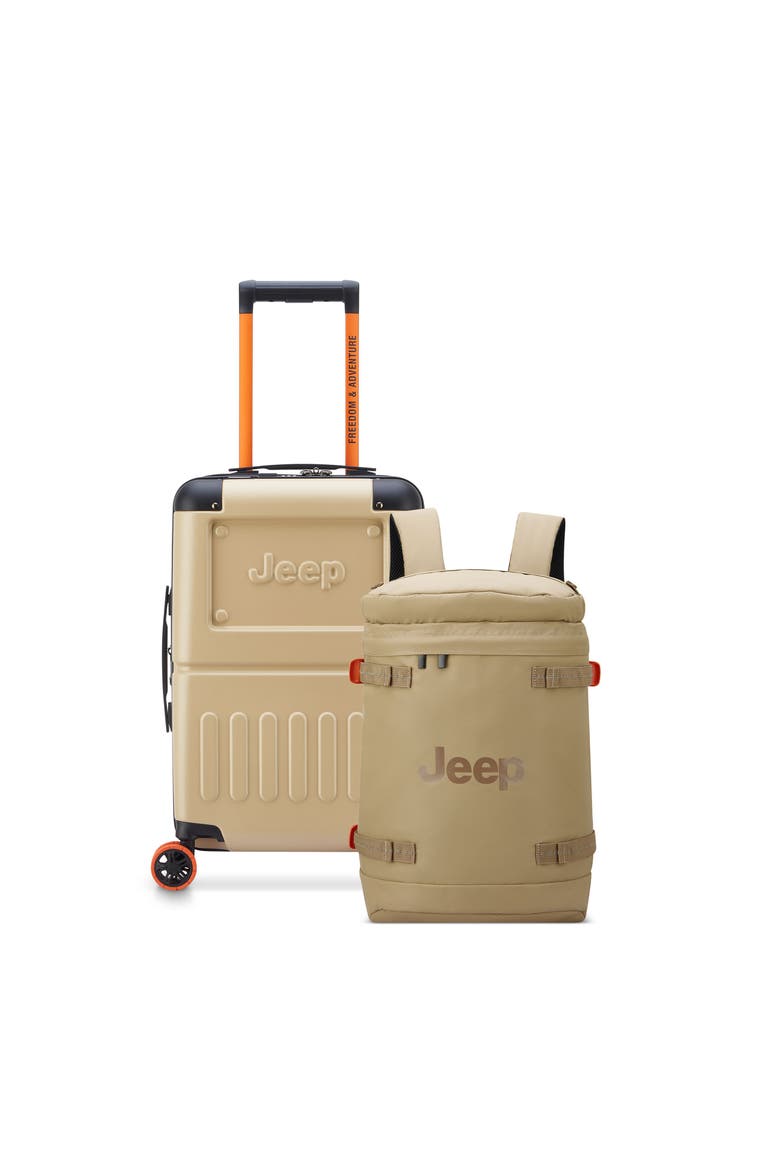 19" Carry On Hardside Expandable Spinner [JH002B] & Cylindrical Backpack [JS013C] 2 Piece Set, Main, color, Sand