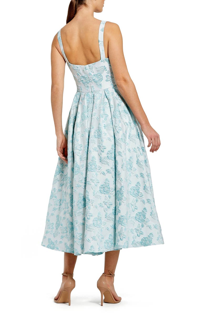 Mac Duggal Floral Brocade Dress with Statement Bow, Alternate, color, Seafoam