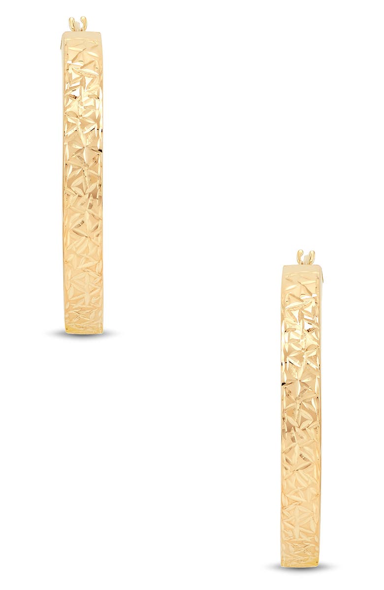 Frankie & Zoe Crystal Cut Tube Hoop Earrings, Alternate, color, Yellow Gold