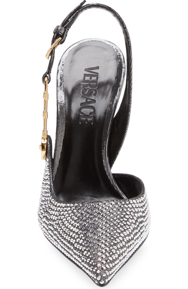 Versace Safety Pin Crystal Slingback Pump, Alternate, color,