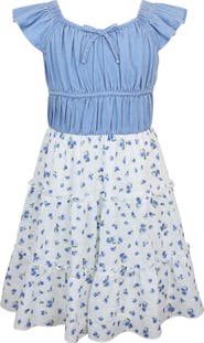 Zunie Kids' Smocked Floral Chiffon Dress