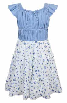 Zunie Kids' Smocked Floral Chiffon Dress
