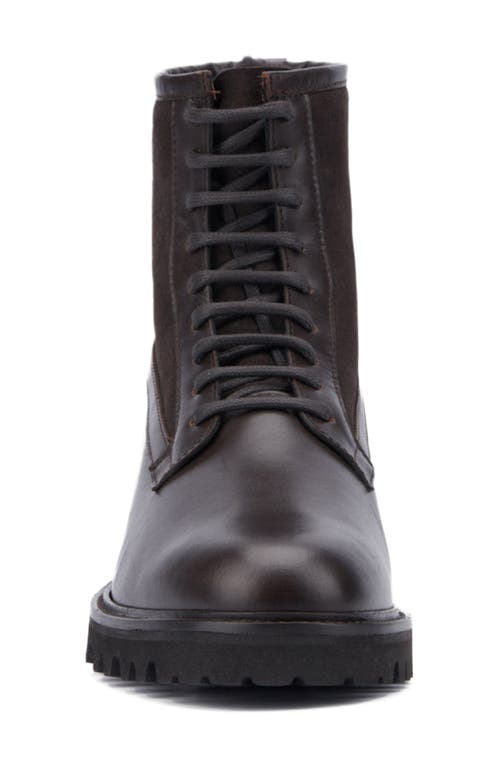 Aquatalia Gitano Genuine Shearling Lined Water Repellent Boot In Dark Brown