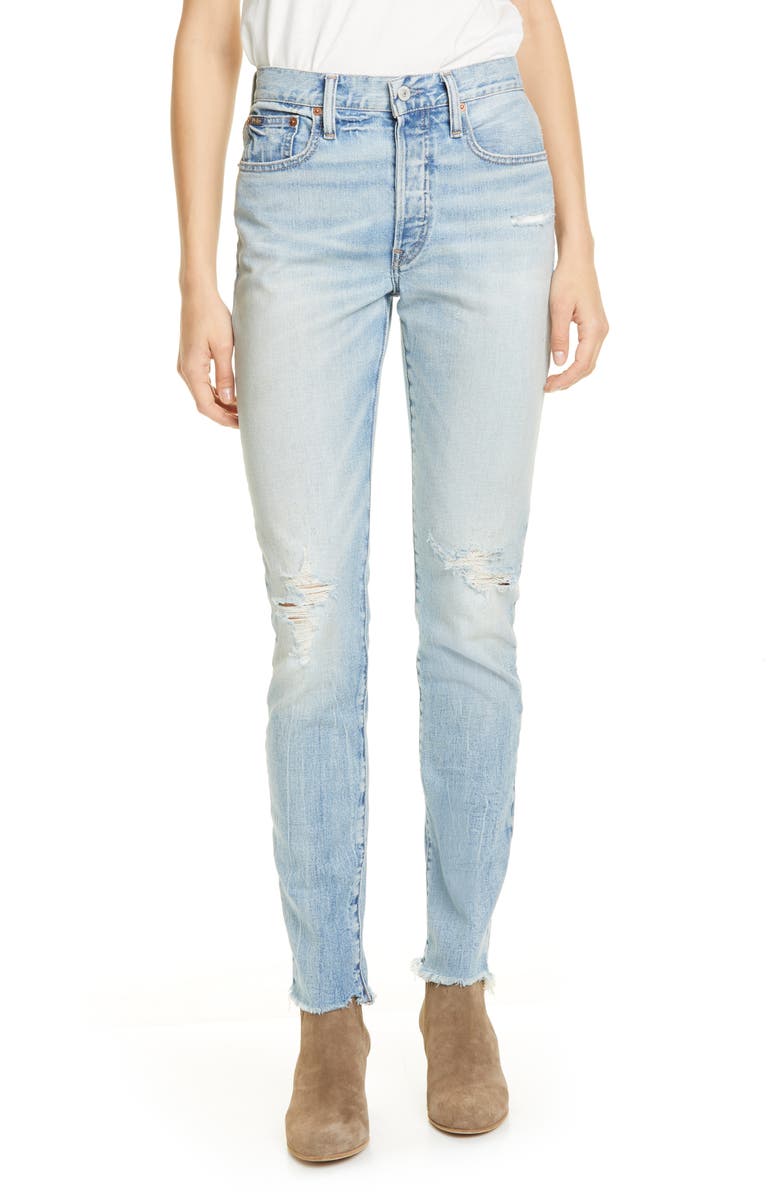 Polo Ralph Lauren Distressed Raw Hem Skinny Jeans, Main, color, 