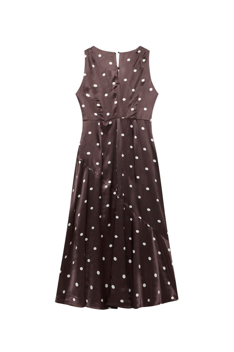 Satin Polkadot Midi Dress, Alternate, color, Brown