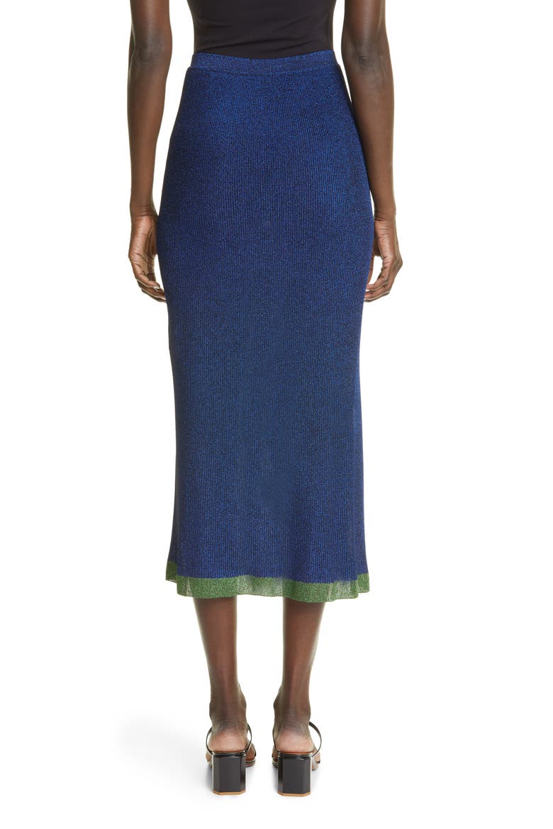 Side Slit Metallic Rib Skirt, Alternate, color, BEIGE BLACK