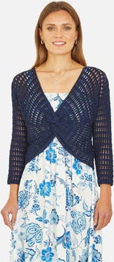 Yumi Crochet Cotton Twisted Bolero Cardigan