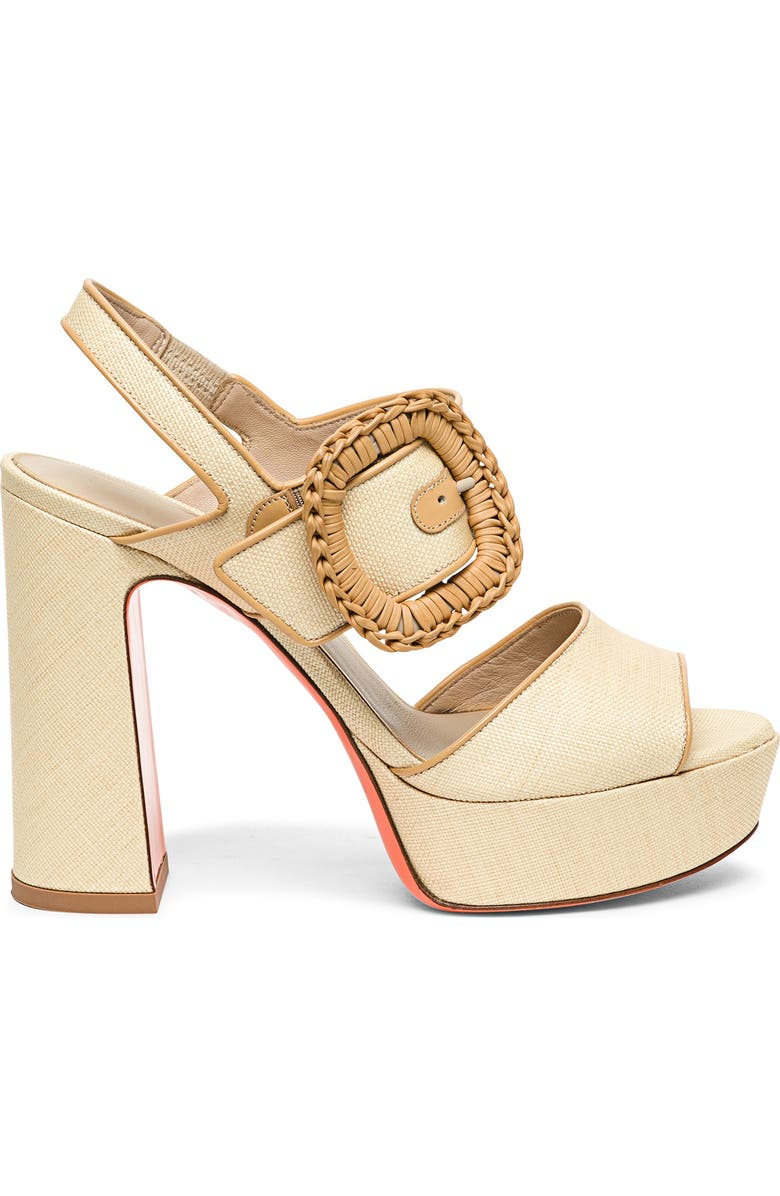 Santoni Women's Leather High-Heel Sandal, Alternate, color, Natural