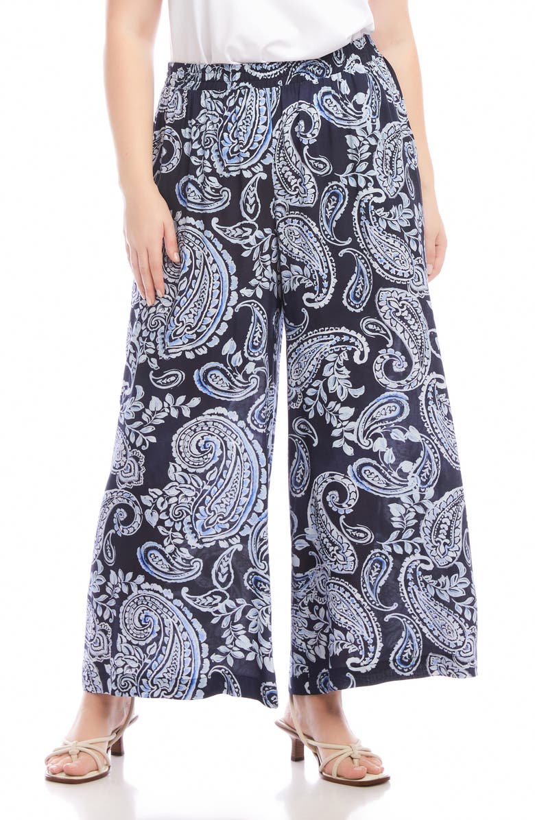 Karen Kane Paisley Print High Waist Wide Leg Pants, Main, color, Paisley