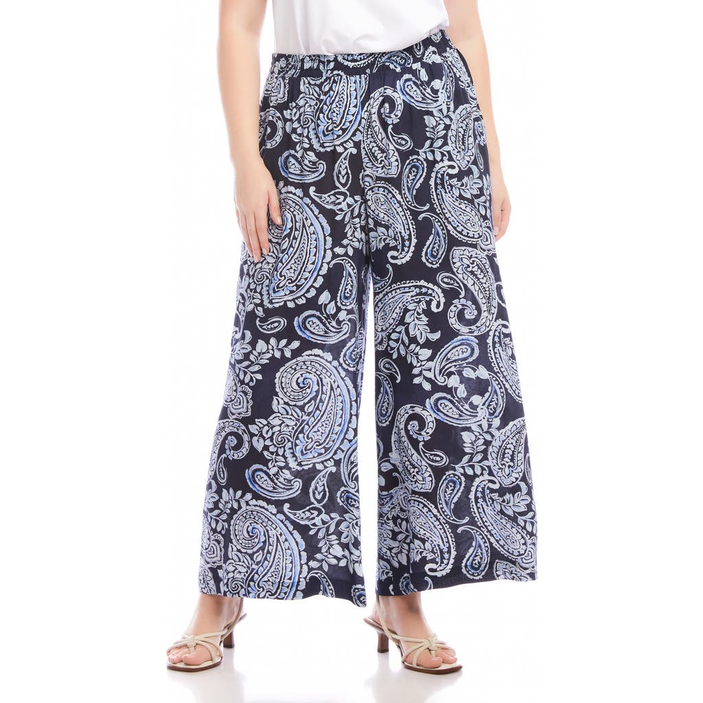 Karen Kane Paisley Print High Waist Wide Leg Pants