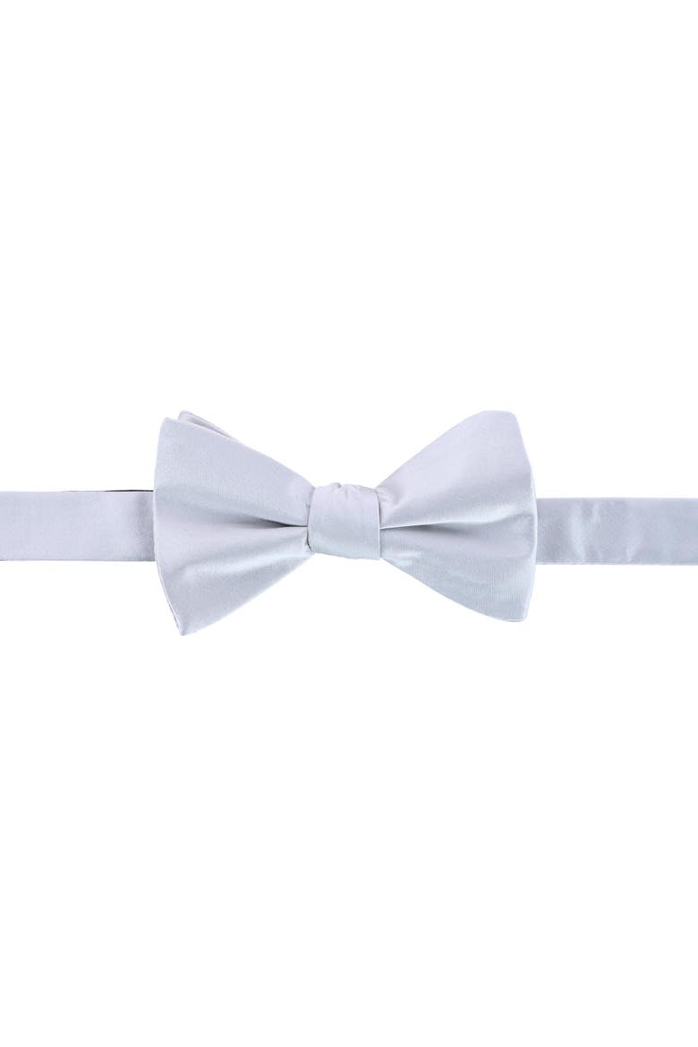 Sutton Solid Color Silk Brace Bow Tie & Pocket Square Combo, Alternate, color, Silver