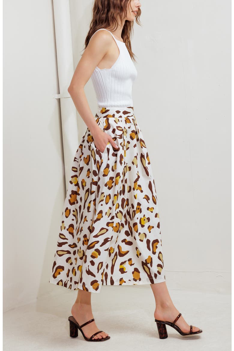 Leopard Midi Skirt, Alternate, color, NATURAL