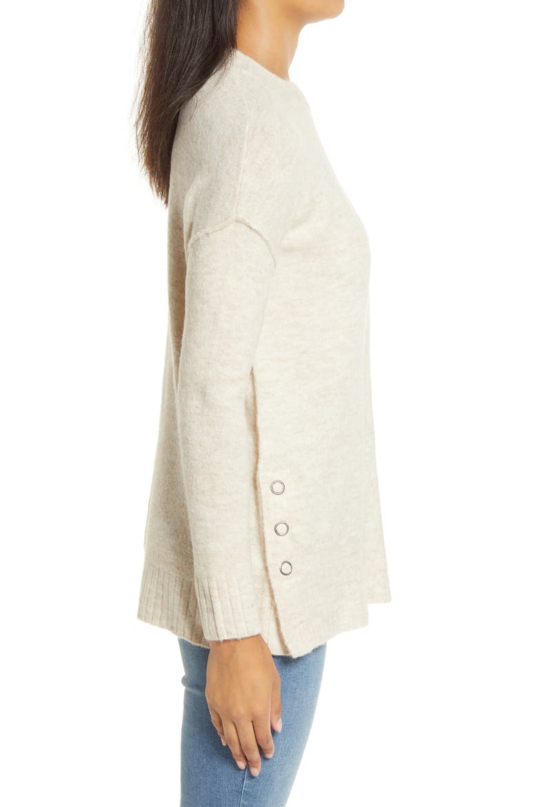 Side Snap Sweater Tunic, Alternate, color, BEIGE OATMEAL