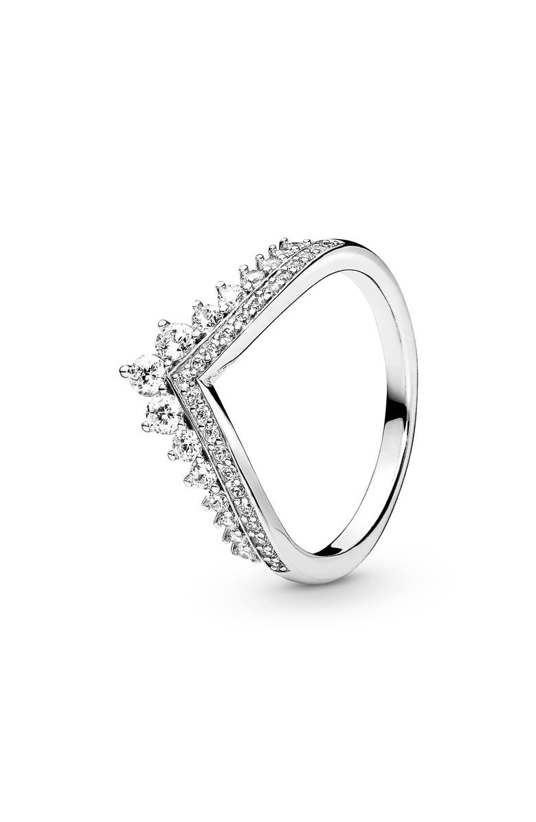 PANDORA Princess Wishbone Cubic Zirconia Ring, Main, color, 