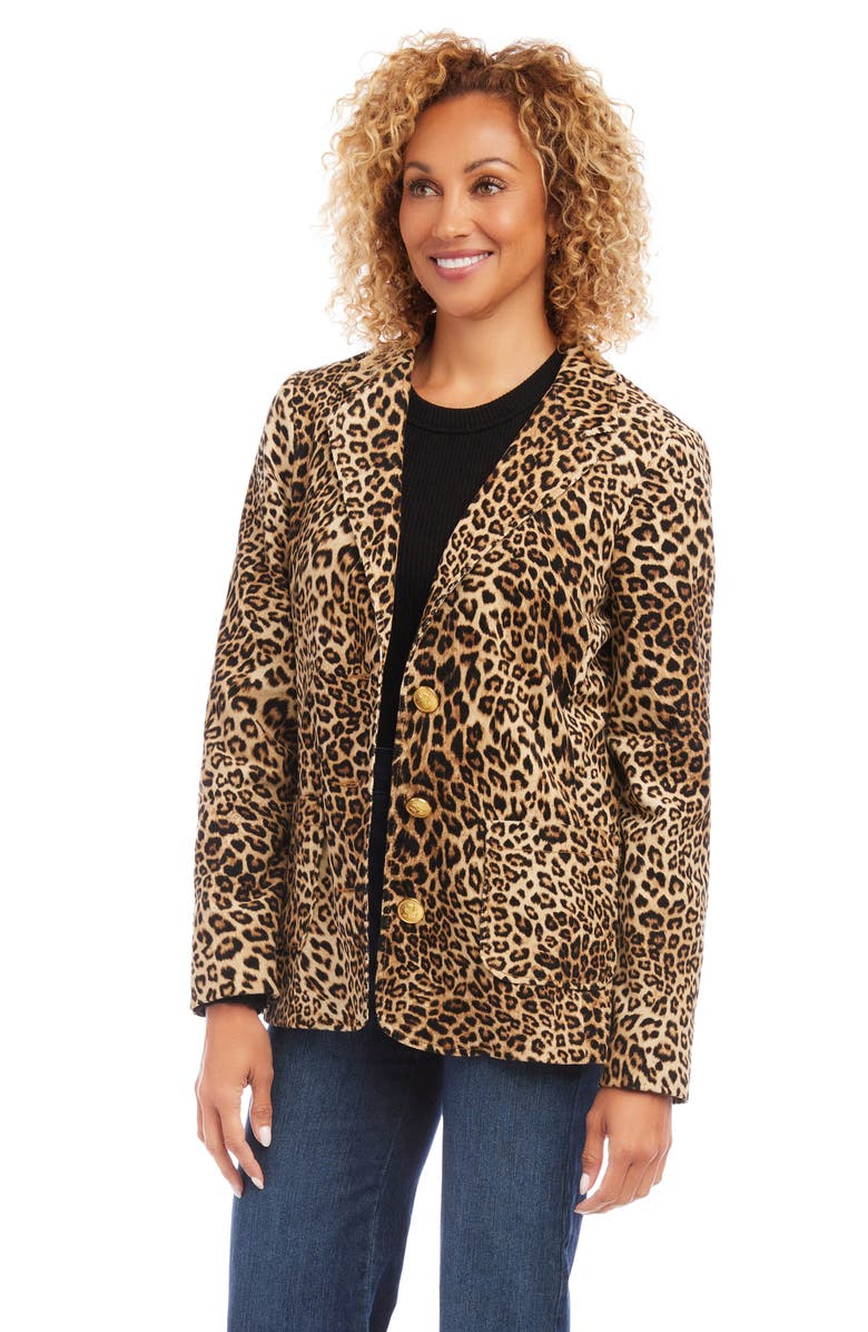 Karen Kane Leopard Print Corduroy Blazer, Alternate, color, 