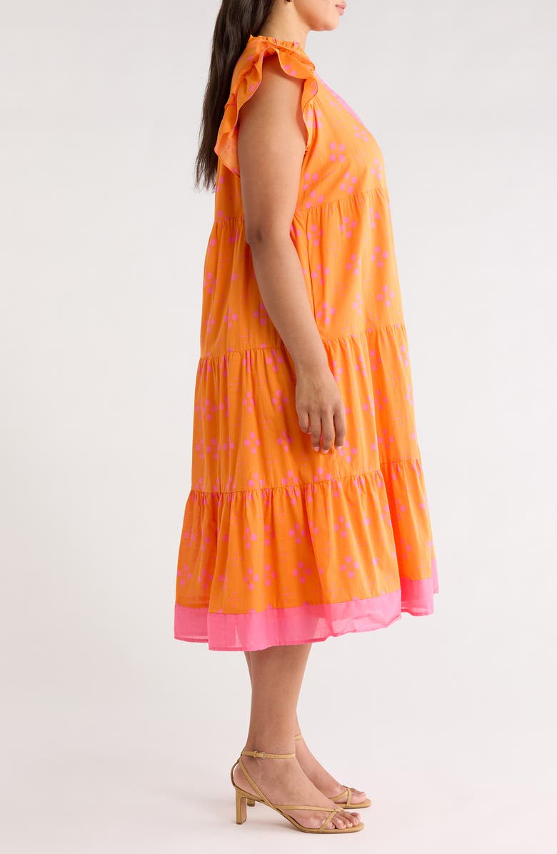 SUGARLIPS Donna Dot Mirna Tiered Midi Dress, Alternate, color, Orange-Pink