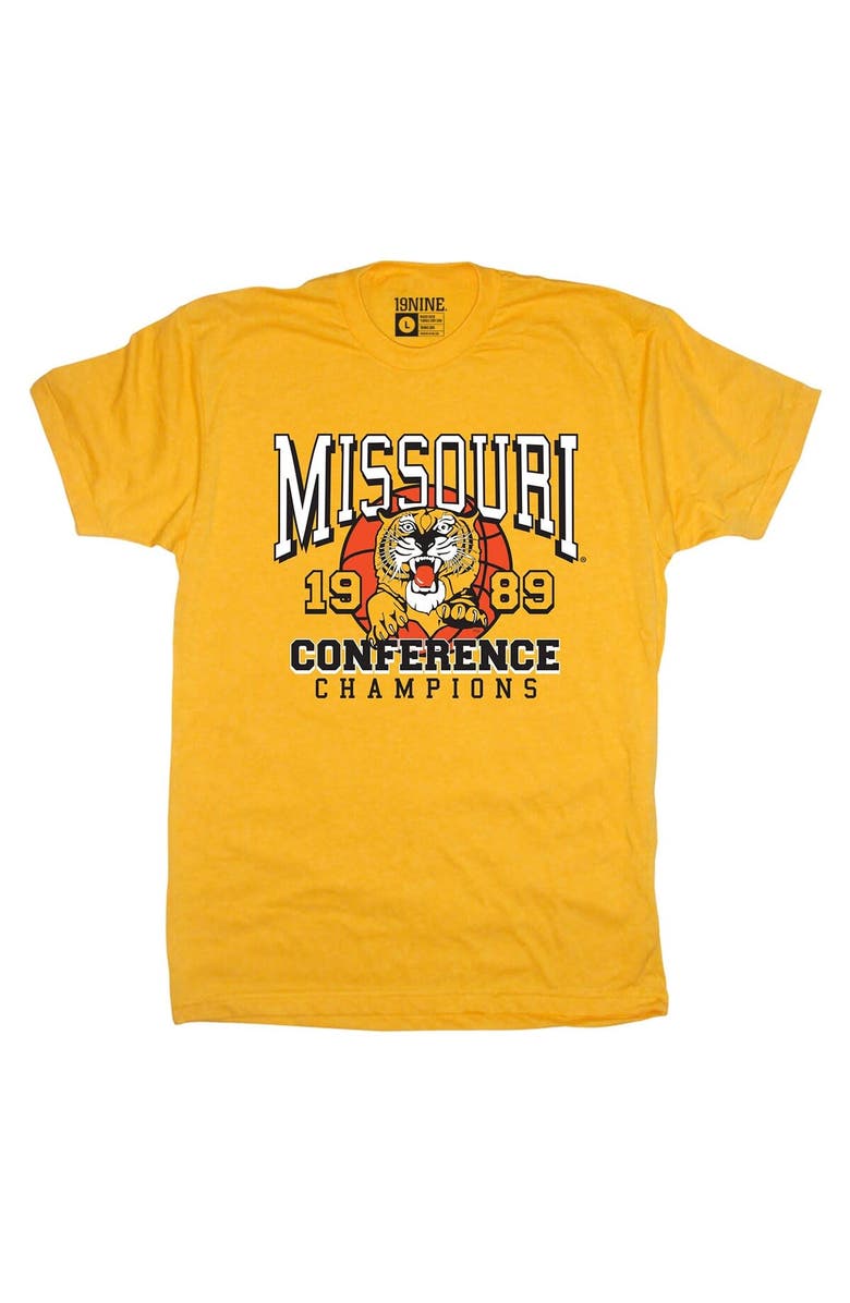 19NINE Men's Gold Missouri Tigers 1989 Big 8 Basketball Conference Champions T-Shirt, Alternate, color, 
