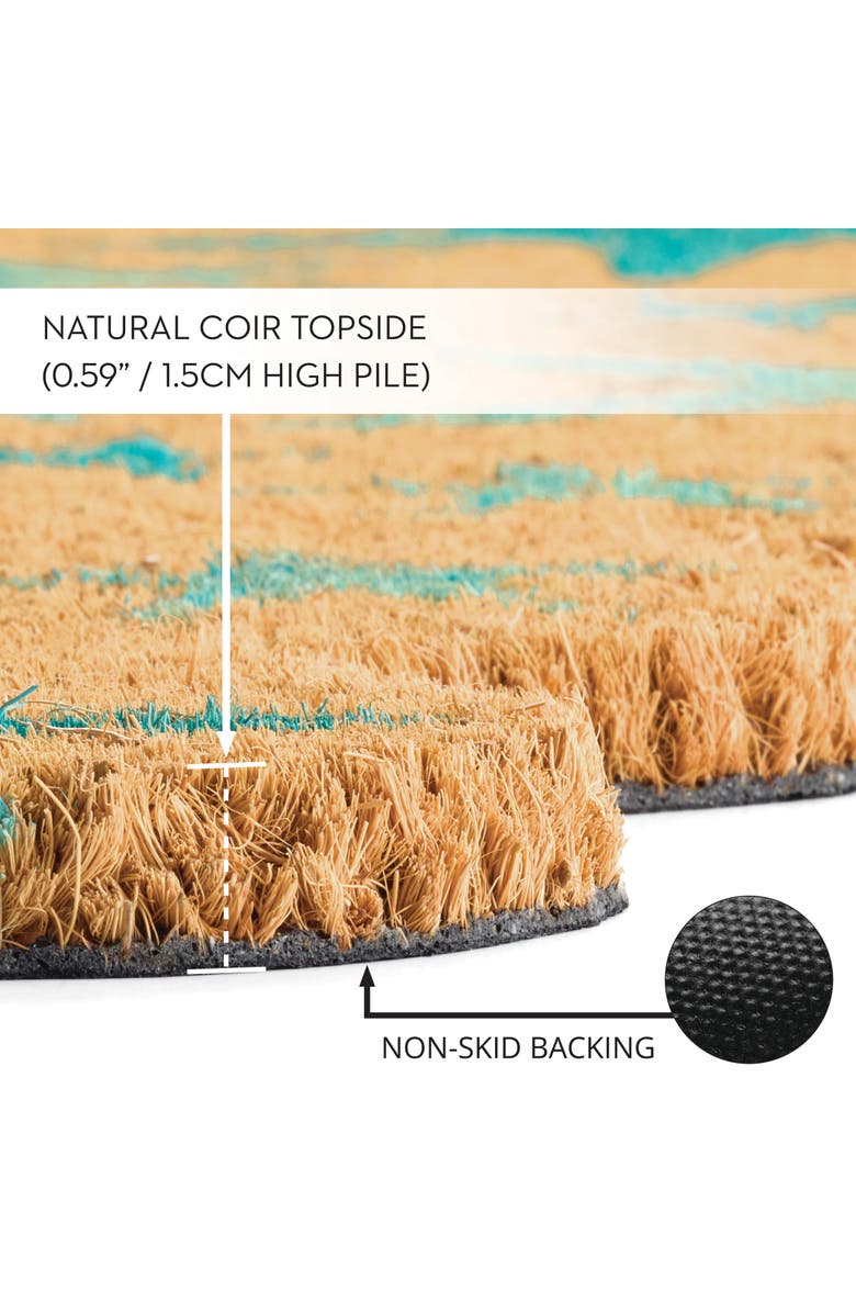 mDesign Starfish Coir Doormat for Indoor/Outdoor Entrance, Non-Slip Backing, 20" x 40", Natural/Blue, Alternate, color, Natural