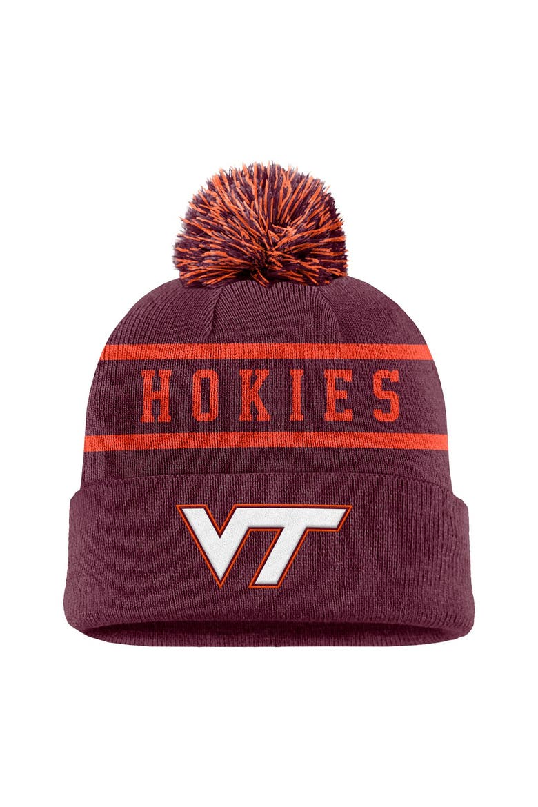 Men's Nike Maroon Virginia Tech Hokies Peak Cuffed Knit Hat with Pom, Main, color, Maroon