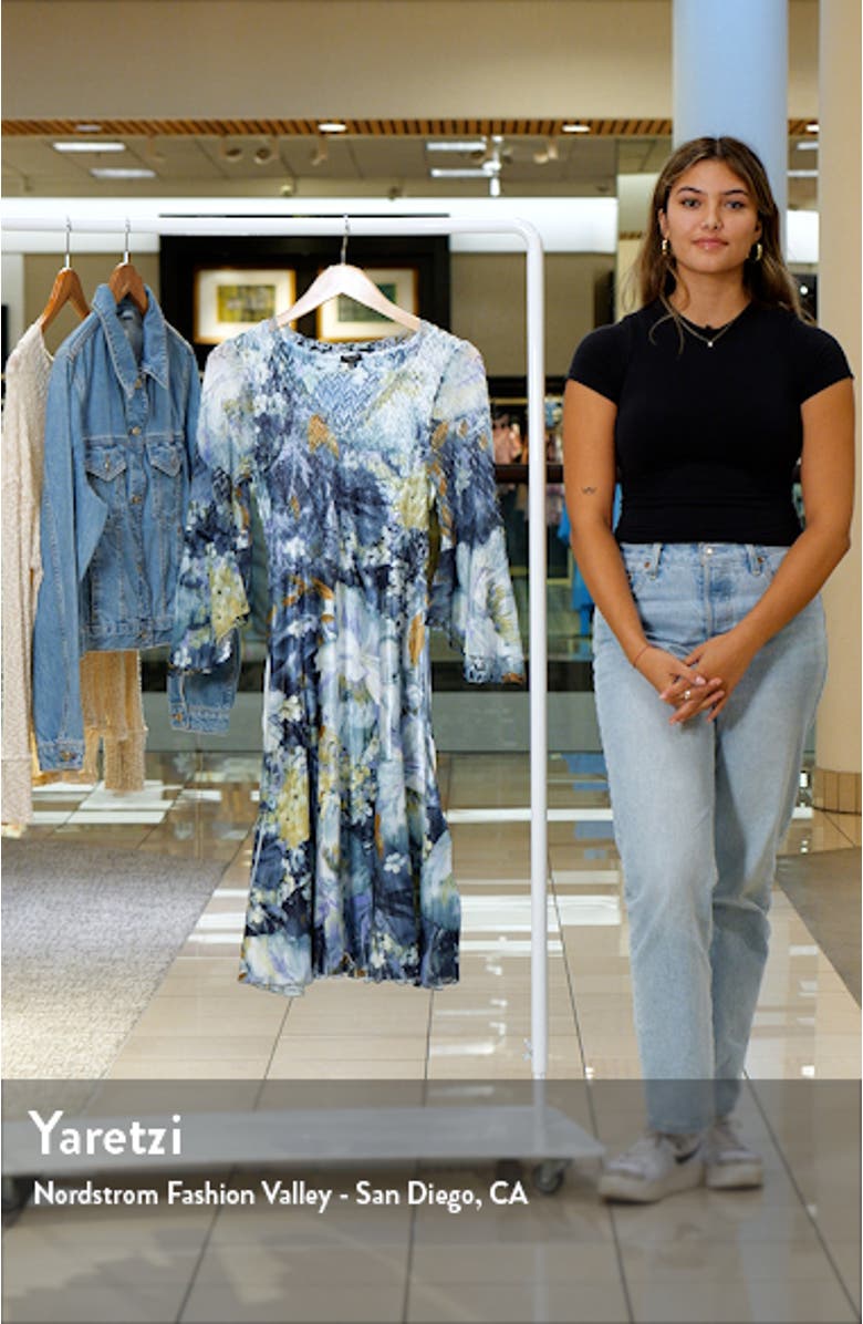 Long Bell Sleeve Charmeuse & Chiffon A-Line Dress, sales video thumbnail