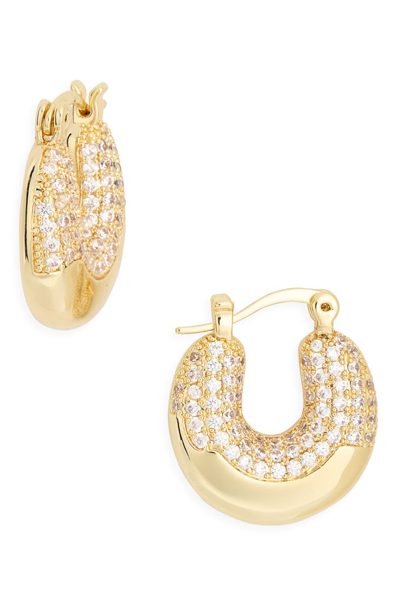 NORDSTROM RACK Cubic Zirconia Bubble Hoop Earrings, Main, color, Clear- Gold