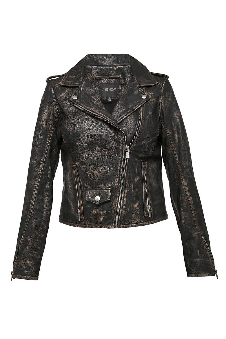 Bonnie Leather Jacket, Main, color, Distressed Black