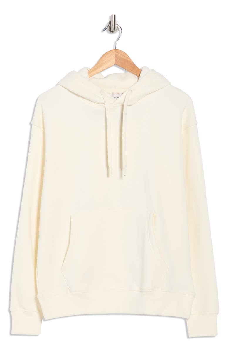 DENIM AND FLOWER Relaxed Solid Fleece Hoodie, Alternate, color, Cream