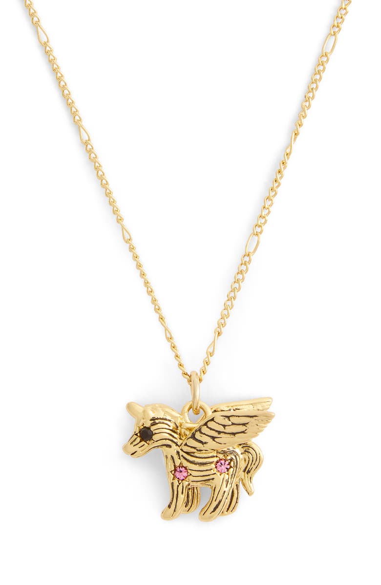 COACH Brushed Pegasus Short Pendant Necklace, Alternate, color, 
