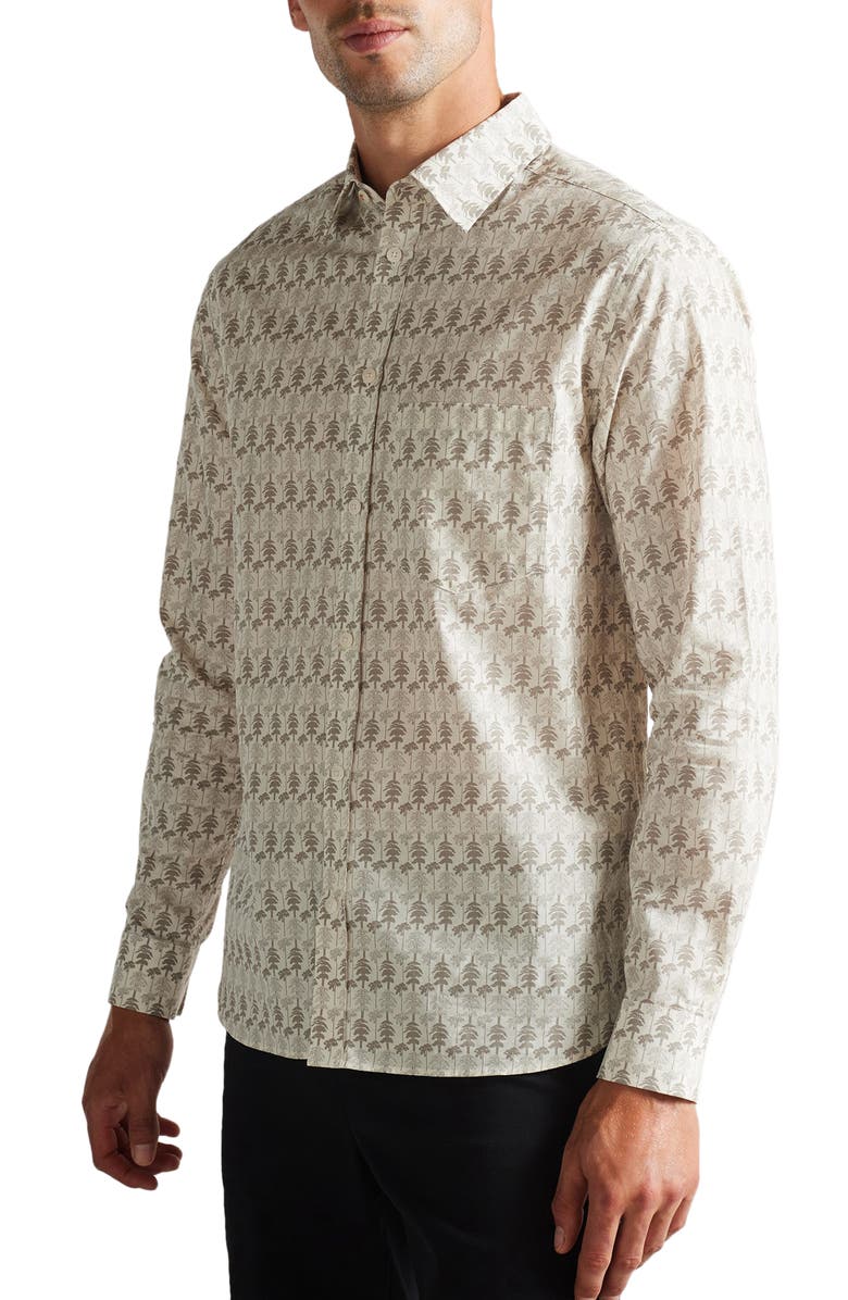 Ted Baker London Temple Tree Print Button-Up Shirt, Alternate, color,