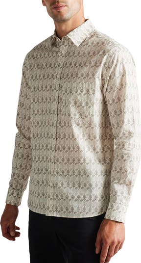 Temple Tree Print Button-Up Shirt