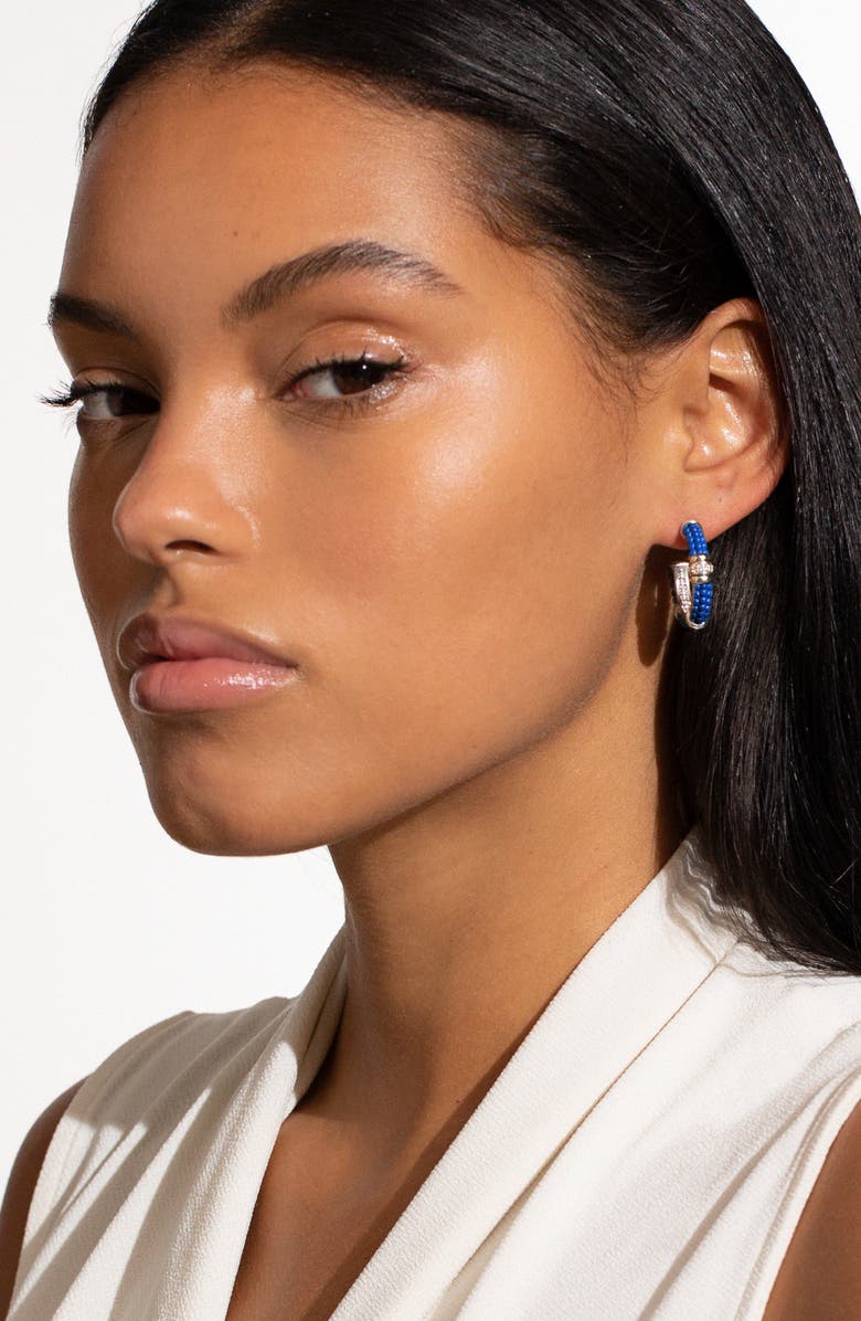 LAGOS Blue Caviar Diamond Hoop Earrings, Alternate, color, Ultramarine