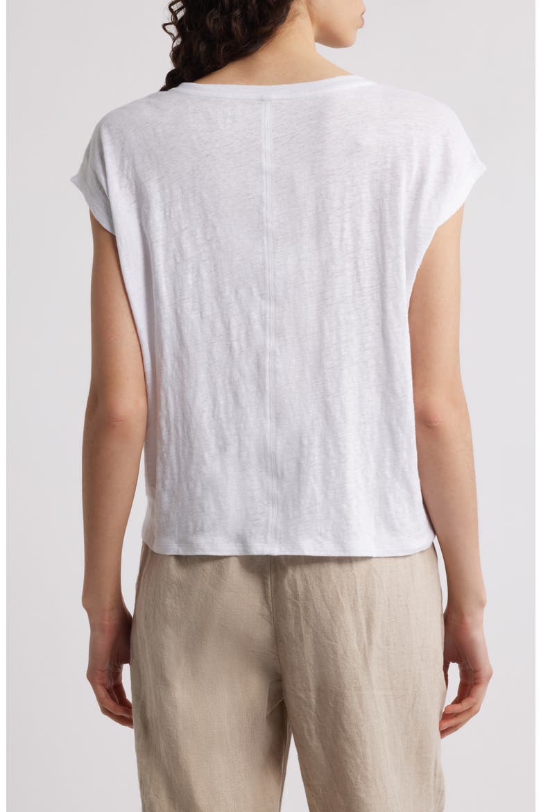 Boxy V-Neck Organic Linen T-Shirt, Alternate, color, WHITE