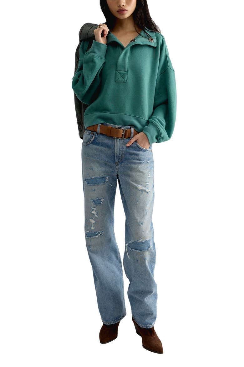 Timeless Snap Placket Pullover, Alternate, color, AQUA
