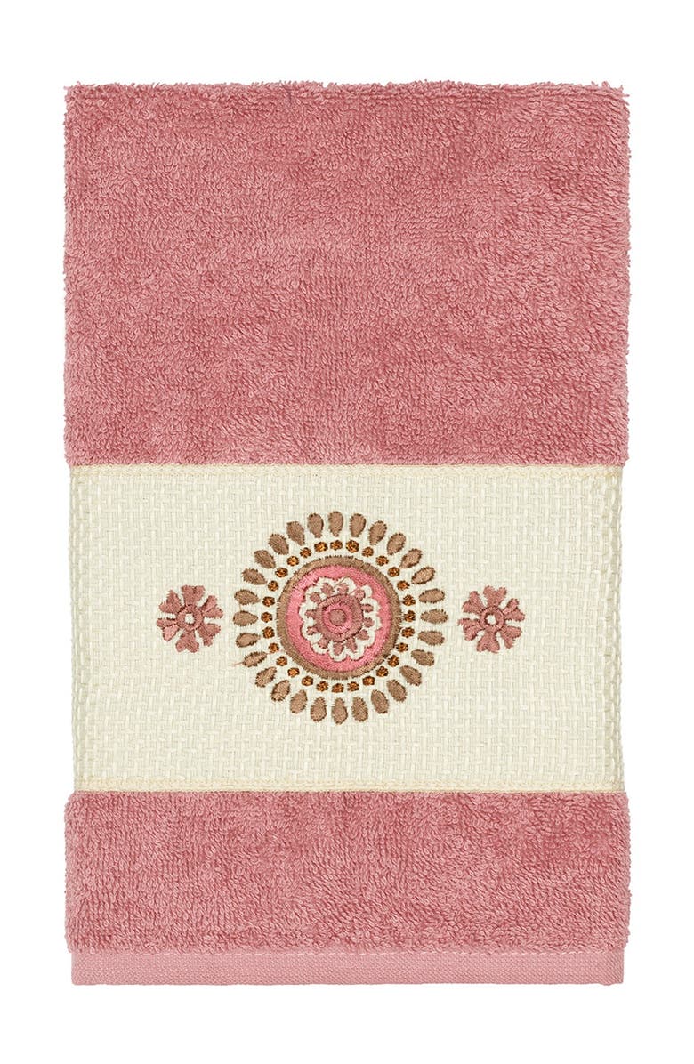 Linum Home Textiles Isabell Embellished Hand Towel - Tea Rose, Main, color, Tea Rose
