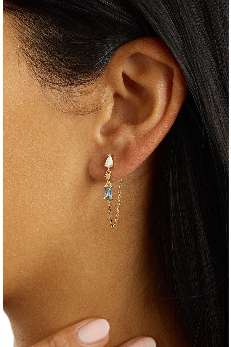 Multi Stone Chain Drop Earring, Alternate, color, GOLD