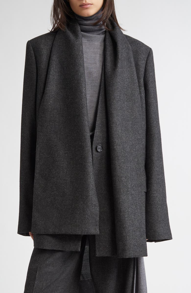 TOTEME Mélange Flannel Scarf Blazer, Main, color, Charcoal Melange