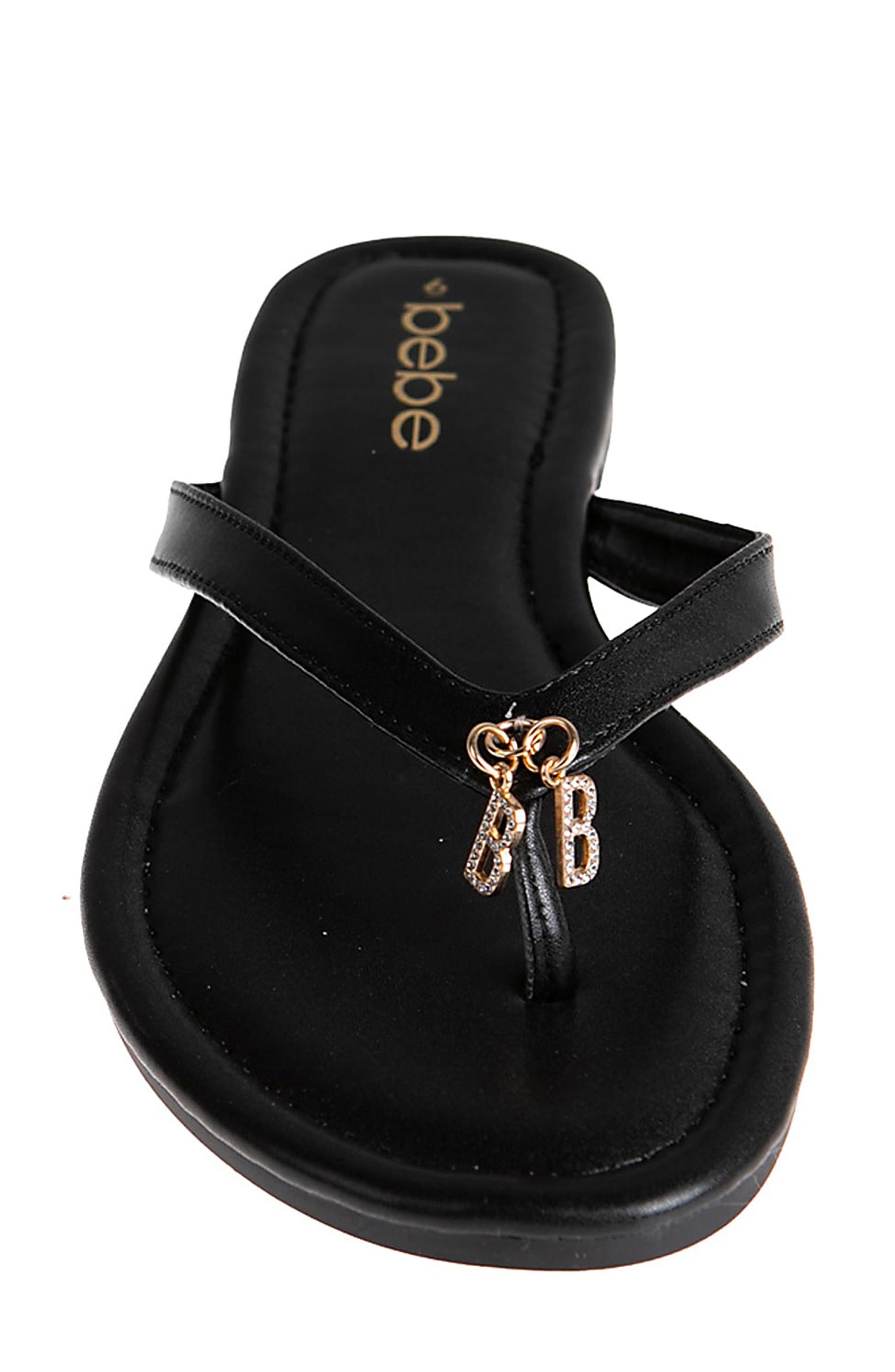 bebe Logo Charm Flip Flop, Alternate, color, 