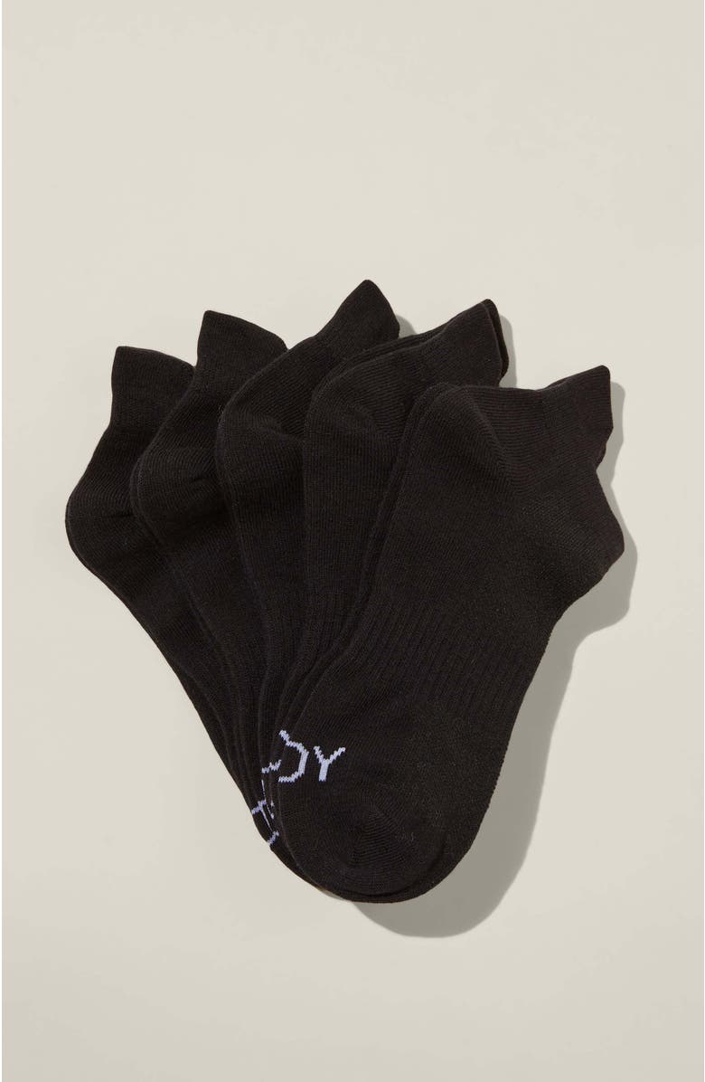 COTTON ON BODY Women's Active Body 5Pk Ankle Sport Sock, Main, color, Black