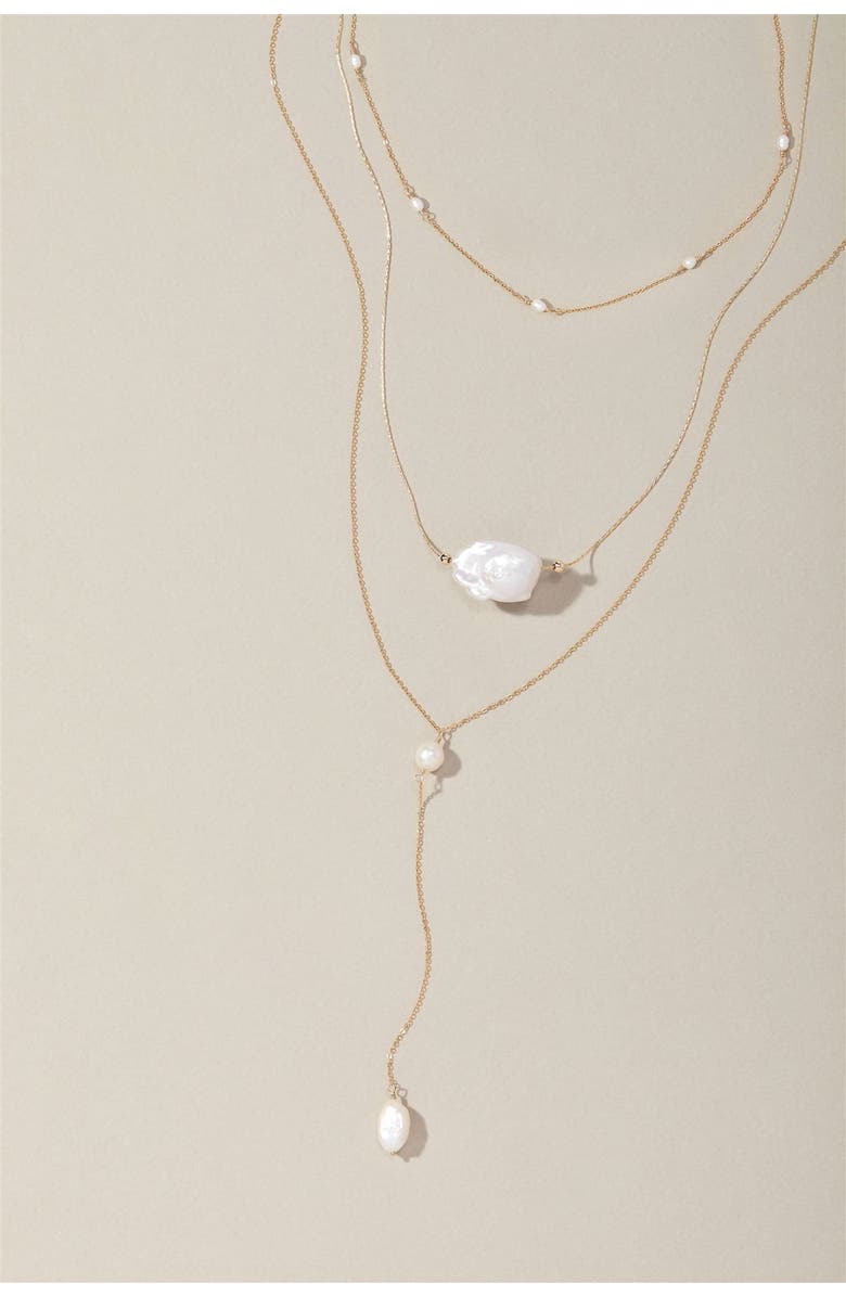 Set & Stones Penny Pearl Lariat Necklace, Alternate, color, Gold