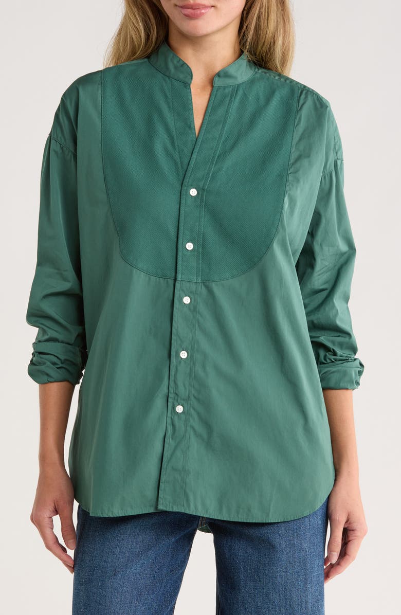 Frank & Eileen Victoria Surplice Neck Button Up Shirt, Main, color, Green /Green