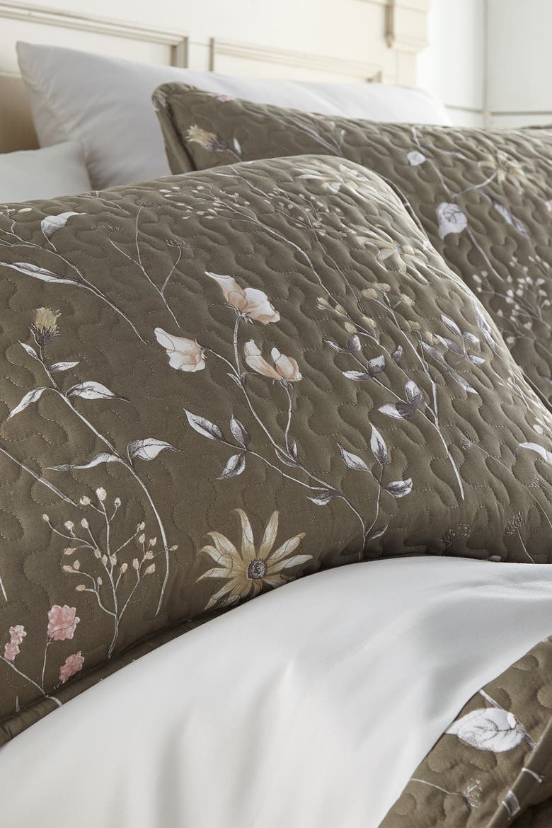 Luxury Premium Floral Collection Quilt Cover Set, Alternate, color, OLIVE BROWN