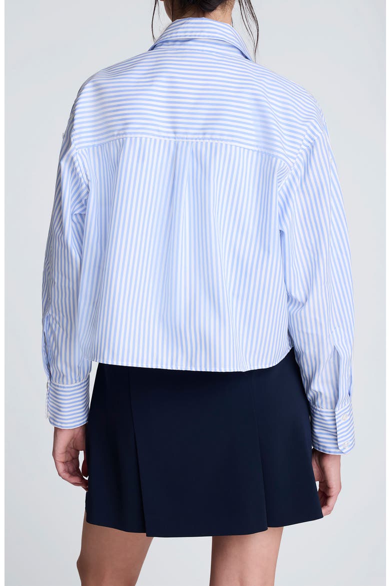 Stripe Crop Button-Up Shirt, Alternate, color, GLACIER BLUE/ PUREWHT