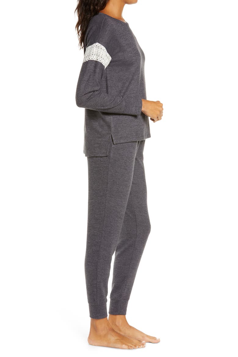 Alexandra Brushed Knit Pajamas, Alternate, color, DARK HEATHER GREY